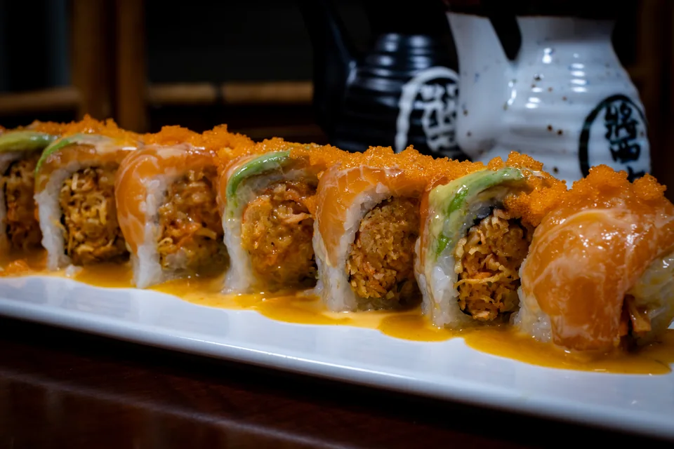Dance with Salmon Roll at Midori Sushi